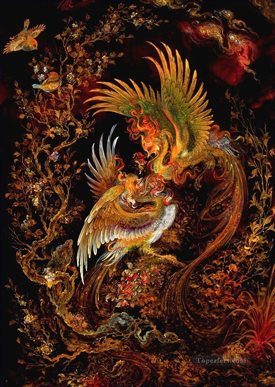 phoenix Persian Miniatures birds Oil Paintings